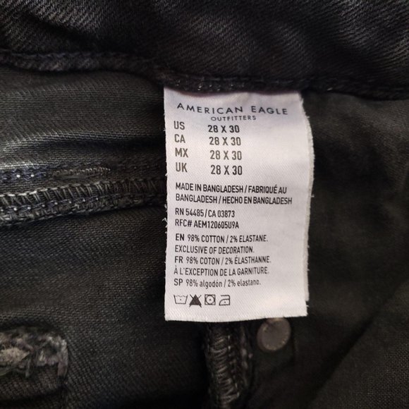 American Eagle Skinny Jeans Mens Size 28/30 Black - Picture 5 of 7